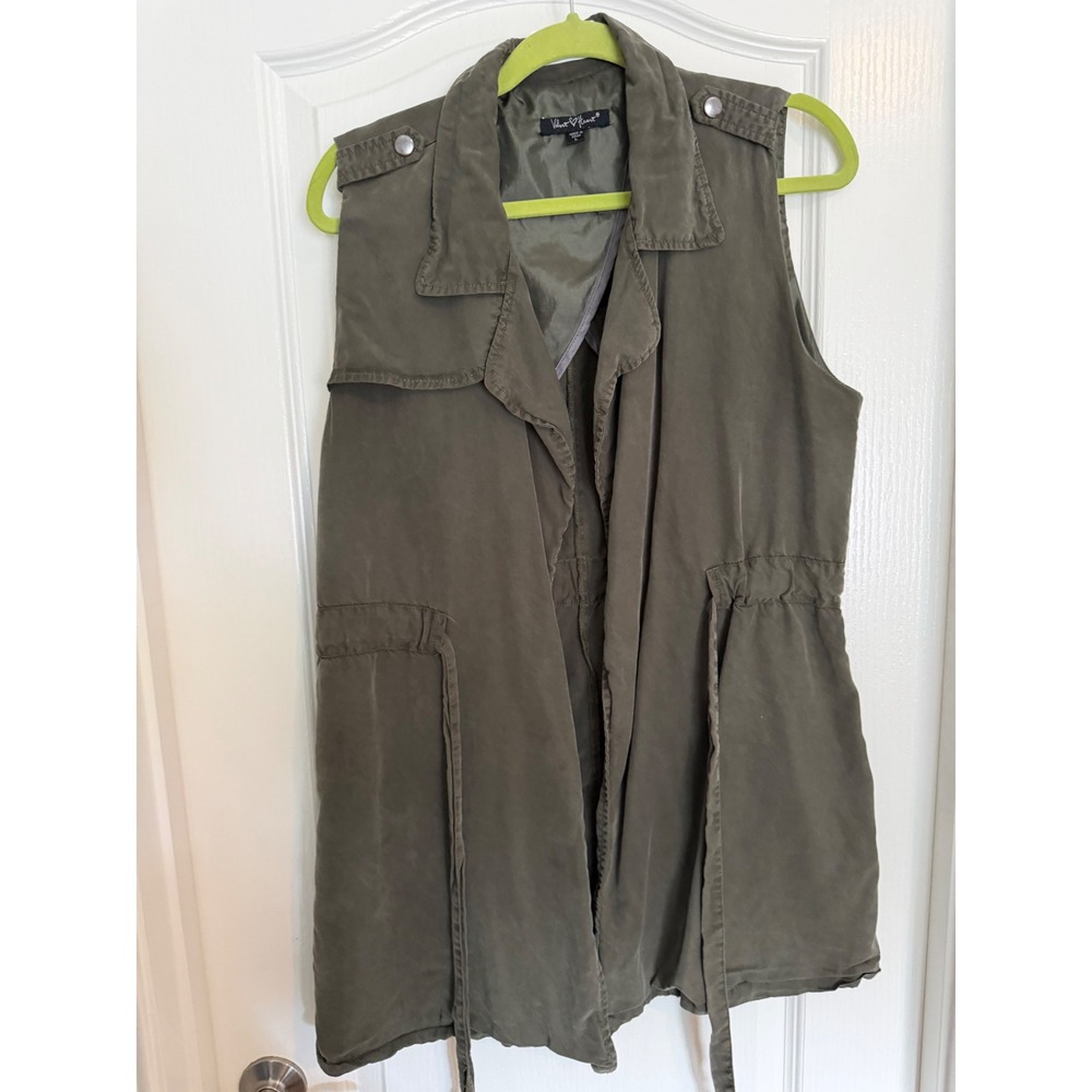 Velvet Heart Olive Utility Vest Women Drawstring Tencel EUC L